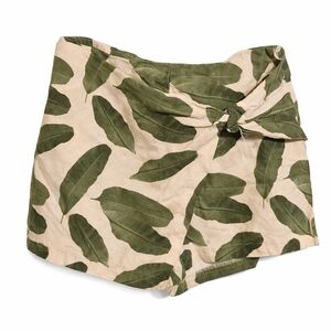 Blue Rain Green Leaf Print Women's Skorts